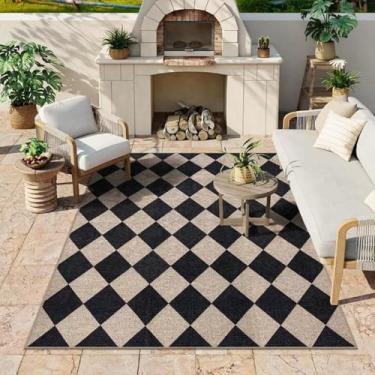 Imagem de Tapetes externos para móveis de pátio, tapetes de varanda laváveis e à prova de manchas para pequeno pátio geométrico externo tapete de piquenique tapete de acampamento D 40 * 60 cm