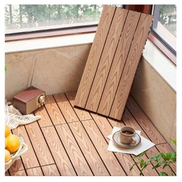 Imagem de SPXMQSS Azulejos de decks, azulejos de deck compostos azulejos de piso, azulejo de convés interligados para exterior interior pátio jardim varanda terraço fácil de instalar 30 x 60 x 2,3 cm F 6 peças