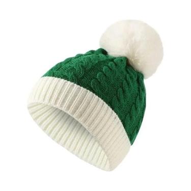 Imagem de Gorro De Natal De Crochê Quente Com Pom Pom Para Adultos E Crianças, P