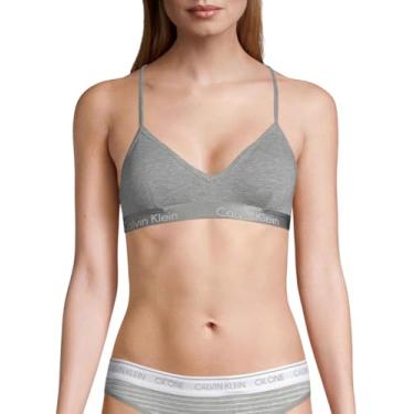 Imagem de Calvin Klein Sutiã feminino Motive de algodão levemente forrado, Cinza mesclado, PP