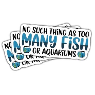 Imagem de Adesivos de aquário de peixes No Such Thing As Too Many Fish, adesivos fofos de vinil aquarista para laptop, garrafa de água, caderno, scrapbook, para-choque de carro, presente para pescadores, fãs de