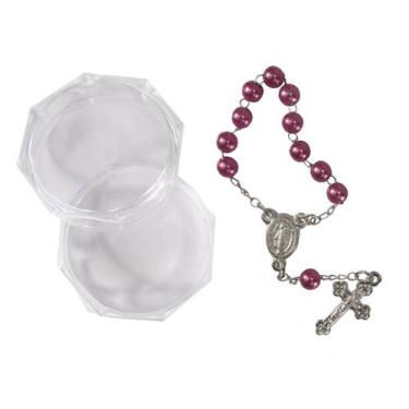 Imagem de Mini Terço com Embalagem Italiana - SJO Artigos Religiosos, Rosa Choqu