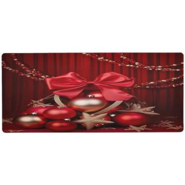 Imagem de Wassud Fitas e laços de Natal, mouse pad para jogos com base de borracha antiderrapante, mouse pad longo para teclado de computador com borda costurada, almofada grande à prova d'água para escritório