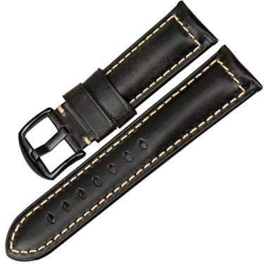 Imagem de Pulseira de relógio acessórios de relógio moderna pulseira de couro vermelho para Panerai para Seiko para Tissot pulseira de relógio pulseira vintage, preto claro B, 18 mm