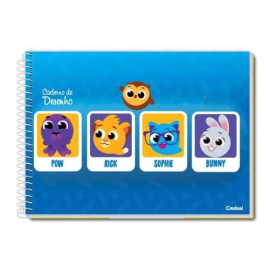 Imagem de Caderno De Desenho Espiral Capa Dura Universitário Bolofofos 80 Folhas Credeal Estampa 4