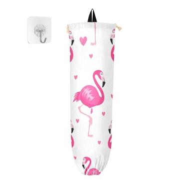 Imagem de xigua Suporte de parede para saco plástico flamingos fofo com cordão, pacote com 2, organizador de sacolas de compras reutilizáveis, decoração para bolsas, meias, roupas íntimas e gravatas