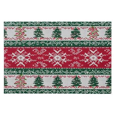 Imagem de CEBUGI Tapete de área 60 x 90 cm macio lavável tapete antiderrapante com suporte de borracha padrões de Natal tapetes de área para sala de estar, quarto, decoração de casa