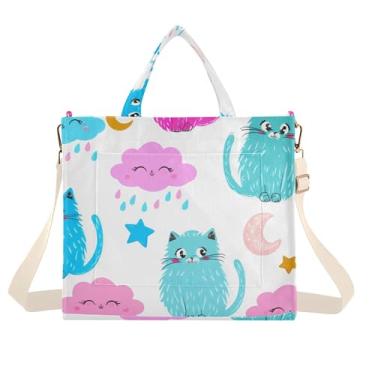 Imagem de Burbuja Sacola feminina fofa para gatos, bolsa tiracolo de veludo cotelê para compras, trabalho, viagens, Gatos fofos, Small