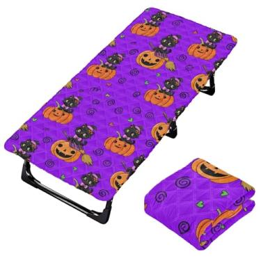 Imagem de Burbuja Lençol de berço de gato sentado em abóboras para crianças, lençol portátil acolchoado com elástico para meninas e meninos, lavável na máquina, 63,5 x 127 cm