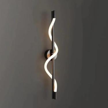 Imagem de Luminária de parede LED moderna em espiral de 12W para interiores, com intensidade regulável, 3 cores de luz, design curvo, ideal para cabeceira ou corredor. Luminária linear longa de 60 cm,