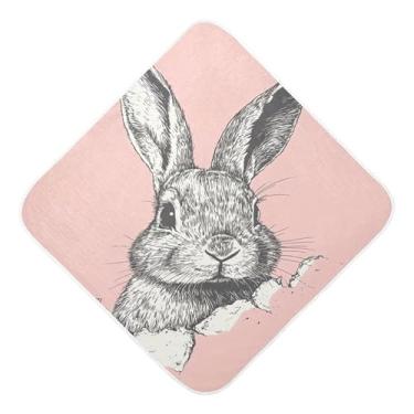 Imagem de Burbuja Rabbit Peeks from Torn Paper Toalha de banho para bebê - Toalha com capuz de musselina macia e absorvente para recém-nascidos e bebês, 76 x 76 cm