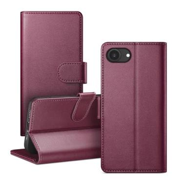 Imagem de RingPi Capa de telefone para iPhone 16e 6,1 polegadas, capa flip magnética de couro com suporte ajustável, compartimento para cartão com bloqueio de RFID e proteção contra quedas de 360°, compatível