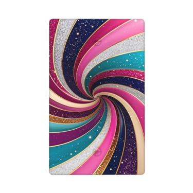 Imagem de Indokyeyqaz Placa decorativa decorativa para interruptor de luz para dispositivo em branco vórtice colorido, 1 placa de interruptor e tampa de tomada 7 x 11,4 cm para cozinha, quarto, decoração de