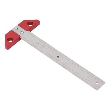 Imagem de AUNMAS Escriba de Layout de Carpintaria de Metal Com Régua T, Base Estável Espessa Com Escala Dupla, Perfeito para Tarefas de Carpintaria Precisas