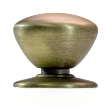 Imagem de trust4care Pacote com 4 maçanetas de porta fictícias extra grandes de latão escovado antigo com base ampla, maçanetas de armário de cômoda articuladas em ouro envelhecido, puxadores de gaveta de