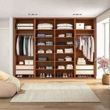 Imagem de Closet 320cm Modular com Maleiro Luna Freijo/Creme