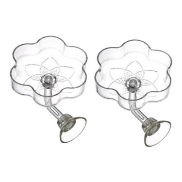 Imagem de Generic Conjunto de 2 comedouros para camarões de aquário com ventosa, em formato de flor, para aquários de água doce e salgada, em acrílico, Flor de Seis Pétalas