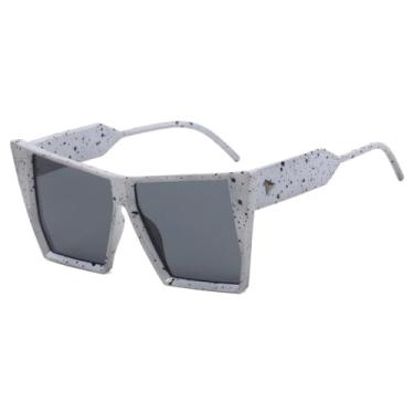 Imagem de Óculos de Sol Olho de Gato Masculinos Oversized com Proteção UV400 e Lentes Degradê para Esportes ao Ar Livre, Corrida e Ciclismo, Branco e Cinza
