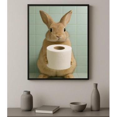 Imagem de Quadro Banheiro Fotografia Coelhinho 33X24Cm - Com Vidro - Quadros On-