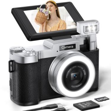 Imagem de Câmera digital FLATIC 4K 64MP com cartão de 64GB com zoom 18X