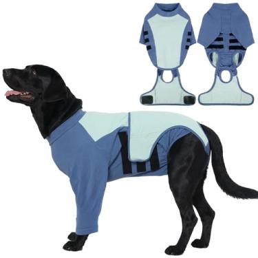 Imagem de LeLePet Terno de recuperação para cães após a cirurgia, ternos fêmeas esterilizados e masculinos, macacão de cachorro para cirurgia que evita lamber, respirável e macio para recuperação com pernas