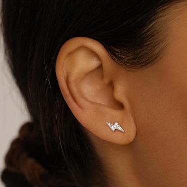 Imagem de Brincos de costas planas para mulheres, brincos com costas planas, banhado a ouro 14 K, brincos de zircônia cúbica com costas planas, standard, Aço inoxidável, Sem pedra preciosa