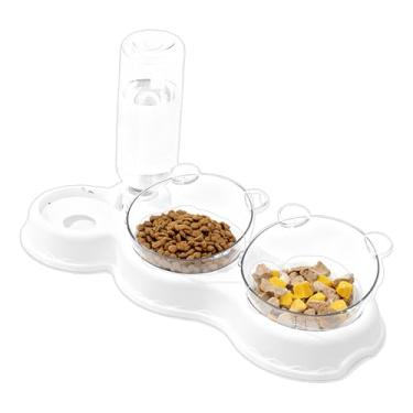 Imagem de Pratos Para Gatos,Alimentador Automático Com Garrafa De Água | Conjunto de Pratos para Água e Comida | Para Gatinhos Pequenos Médios Grandes Coelhos Todos Portes Uso em Férias Noite Casa