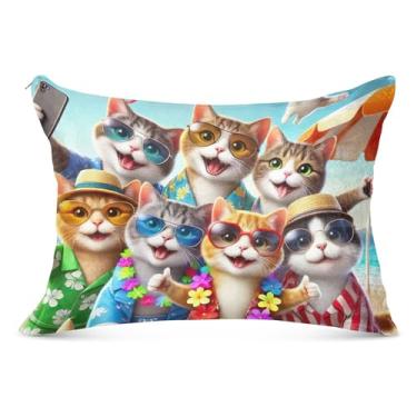 Imagem de Capa de almofada de flanela com estampa decorativa de animais engraçados para travesseiro padrão Queen King capa de travesseiro corporal, tamanho padrão, 51 x 66 cm