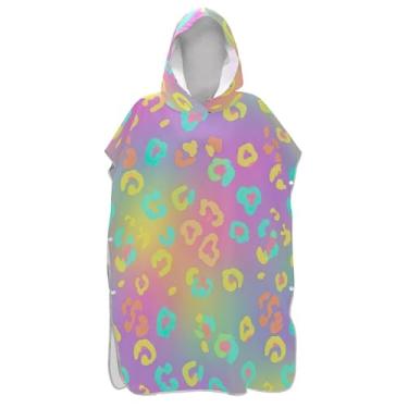 Imagem de TSENQUE Roupão de mudança de poncho de surfe para adultos toalha de banho com capuz leve pastel gradientes neon ponchos femininos com capuz