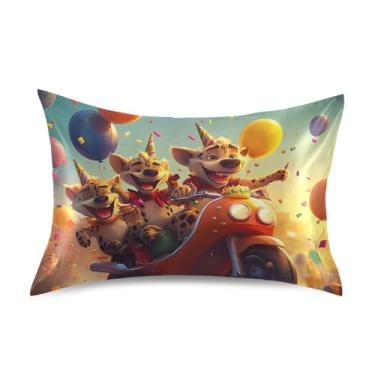 Imagem de Fronha de travesseiro de cetim para cachorro hiena de aniversário estampa refrescante arte fofa padrão rei queen fronha tamanho padrão 66 cm x 50 cm