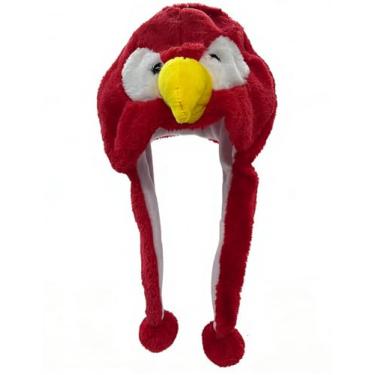 Imagem de Bioterti Chapéus de pelúcia divertidos de animal tamanho único poliéster com forro de lã (papagaio vermelho)