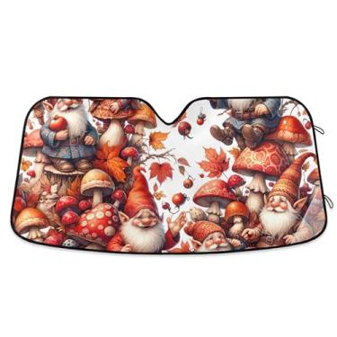 Imagem de Toldo de sol laranja de gnomo de outono personalizado para para-brisa de carro engraçado dobrável caminhão sombra de carro para-brisa frontal automotivo M, 139,7 cm x 70,1 cm