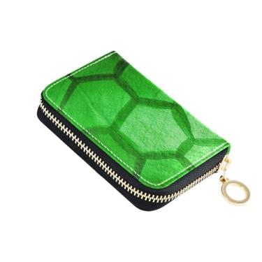 Imagem de Carteira feminina vintage com estampa verde com zíper para cartão de crédito, bloqueio de RFID, carteira de viagem de couro com zíper