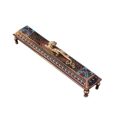Imagem de porta-vara de incenso Queimador de incenso horizontal com tampa, suporte para mesa chá interna, ornamento para meditação, ioga, spa, decoração sala