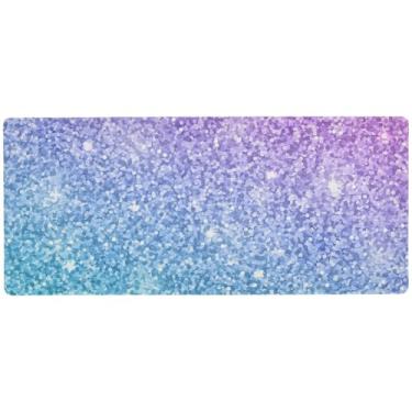 Imagem de Mouse pad roxo azul-petróleo Aqua Glitter controle de precisão, mouse pad grande para mulheres de mesa, 80 x 39,9 cm, mouse pads para jogos
