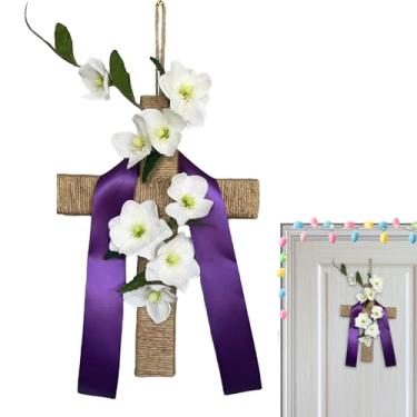 Imagem de Decorações de Porta para a Páscoa | Suspensor de Flores de Lírio para a Estação - Placa da Parede para Páscoa | para Feriado de em Quinta Residência Entrada Quintal Escritório