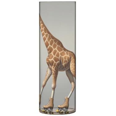 Imagem de Girafa Engraçado Animal Cilindro Vaso de Flores Decorativo Personalizado Bonito Vaso Alto Plástico Decoração de Apartamento, Estética, 30 cm x 9,9 cm
