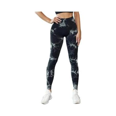 Imagem de Leggings De Yoga Slim-Fit Com Estampa Tie-Dye Para Fitness, Corrida E 