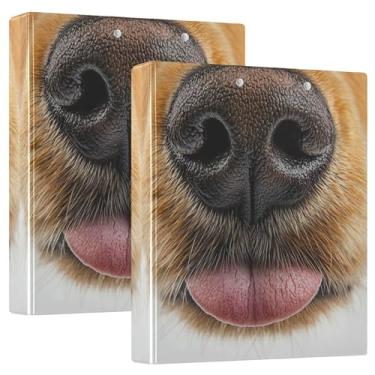 Imagem de Fichários personalizados engraçados de nariz Golden Retriever de 3,8 cm, 3 anéis, 200 folhas, pastas, anel redondo, fichário de escritório, 31,5 x 27 x 6 cm, 1 pacote