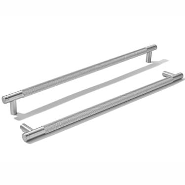 Imagem de khtumeware Pacote com 5 puxadores de alumínio de 305 mm (12 polegadas) puxadores de armário de níquel acetinado escovado puxadores de gaveta puxadores de cozinha para armários puxadores de armário