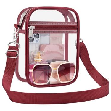 Imagem de UEASE Bolsa transparente aprovada pelo estádio para mulheres, bolsa transversal transparente para eventos em estádios, shows, festivais, Vermelho rosa, Large