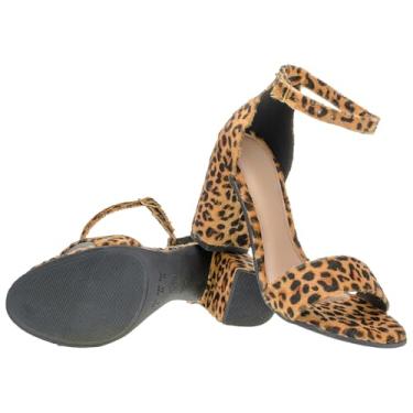 Imagem de Sandália Feminina Salto Alto Bloco Confortável - Ajustável, Antiderrapante e Resistente para Festas e Eventos(Onça 500,numeric_35)