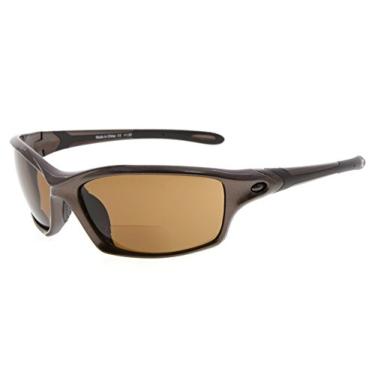 Imagem de Eyekepper Óculos de sol esportivos bifocais TR90 com armação de beisebol, corrida, pesca, condução, golfe, softball, caminhadas, luz do sol, Sg903 marrom perolado, +3.00