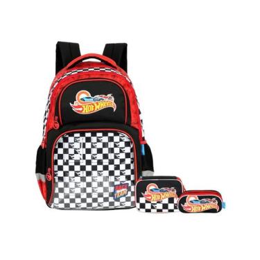 Imagem de Kit Hot Wheels Mochila Costas + Estojo Box + Estojo Triplo - Luxcel, v