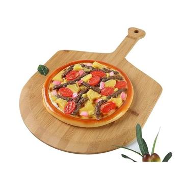 Imagem de Tabua de Servir Pizza Bambu Corte Prato Multifuncional para Bife Ferramenta Pão e Sushi Utensílios Sustentáveis Cozinha Espátula Acessório Residencial