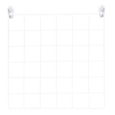 Imagem de ZJchao Organizador de Parede Com Painel de Grade de Arame, Malha de Ferro, Prateleira de Exibição Suspensa para Fotos, Rack de Armazenamento para Escritório Doméstico, 30x30cm, Branco (Branca)