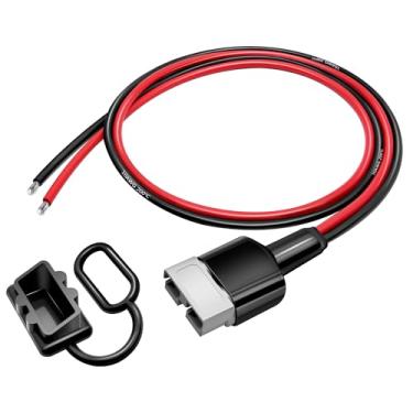 Imagem de Cabo de bateria de conexão rápida de 10 AWG de 10 AWG compatível com conector Anderson 50 Amp SB50 Plug Pigtail Fio de silicone para empilhadeira de guincho, gerador solar, inversor RV