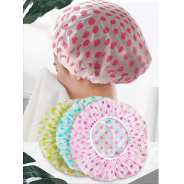 Imagem de Touca de banho impermeável reutilizável protetor de cabelo para banho e spa, 2 peças