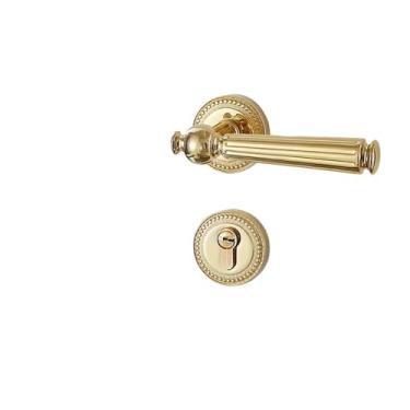 Imagem de Fechadura de porta retrô francesa com alça dourada silenciosa fechadura de porta de madeira para casa (tipo C)