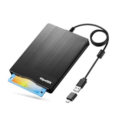 Imagem de Leitor de disquete USB C externo de 9 cm 1,44 MB, unidade de disquete duplo USB A/C, unidade de disquete/reprodutor/conversor compatível com Windows 11/10/8/7/XP, não compatível com MAC (textura
